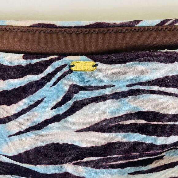 Diane Von Furstenberg Swim Bottoms Blue Animal Print with cover Size Medium - Picture 4 of 5